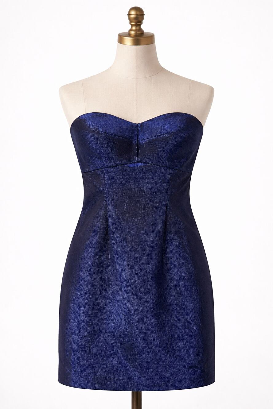 Guess | Blue Strapless Party Dress Metallic New Small